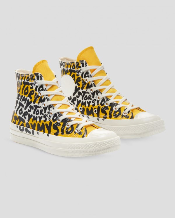 Converse Chuck 70 My Story Sort Gul Sko Danmark - Converse Høje Sneakers Herre - 57241RVEP